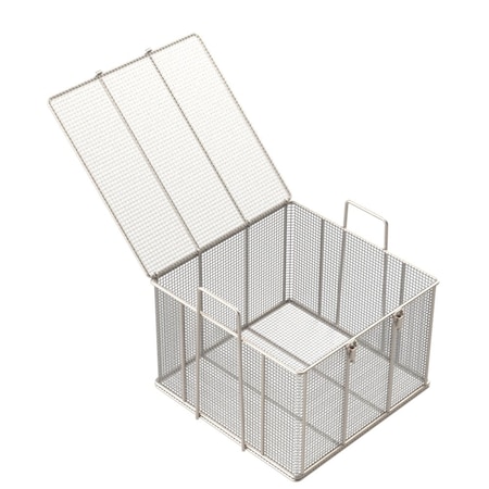 Anysizebasket Rectangular Wire Mesh Basket: 18Lx18Wx12H, 304 SS, 5/16 Rod Frame, Mesh: 2 x .063 TMT-180180120-Q02S
